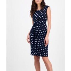 Connected Dress 10 Black White Polka Dot Stretch Sheath Sleeveless Washable